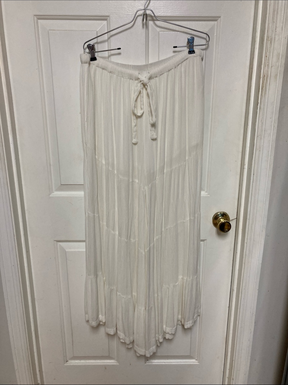 Free People off white Tiered Drawstring wide leg flowing pants